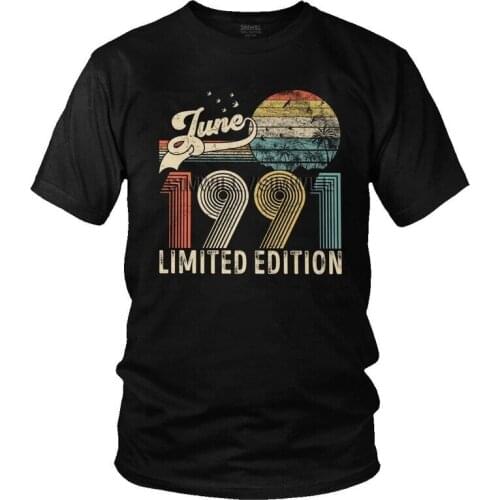 Vintage Established Born In 1991 T-shirt Men Fashion T Shirt Short Sleeve 30 Years Old 30th Birthday Tshirt Cotton Tee Clothing