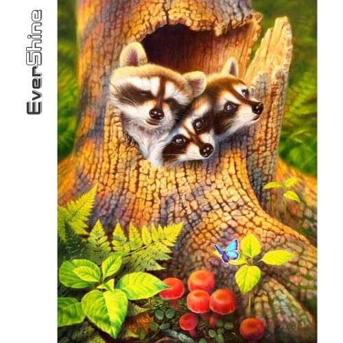 Evershine Diamond Embroidery Raccoon 5D DIY Picture Of Rhinestone Diamond Painting Animal Full Drill Square Mosaic Handicraft