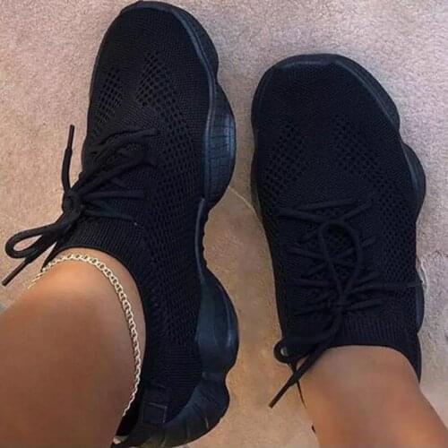 Fashion Mesh Women Sneaker Summer Breathable Cross Tie Platform Round Toe Casual Fashion Sport Lace Up Shoes Zapatos De Mujer