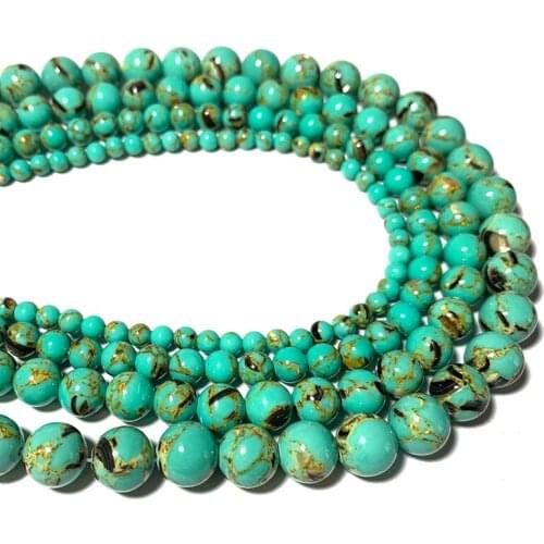 Wholesale Lake Green Natural Shell Round Beads For Jewelry Making DIY Bracelet Necklace Handmade Accessories 4/6/8/10/12MM 15