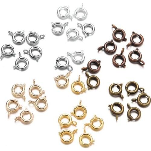 10pcs 6mm Round Stainless Steel Gold Round Claw Spring Clasps Hooks for Bracelet Necklace Connectors DIY Jewelry Making Supplies