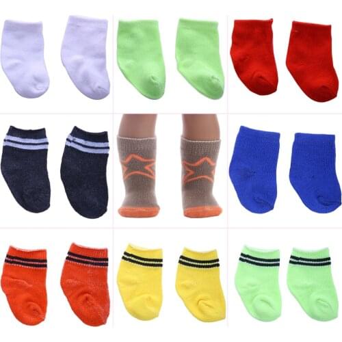 Doll Socks Solid Color Stripes Sports For 18 Inch American Doll Girl&43 Cm New Reborn Baby items,Our Generation,Doll Accessories