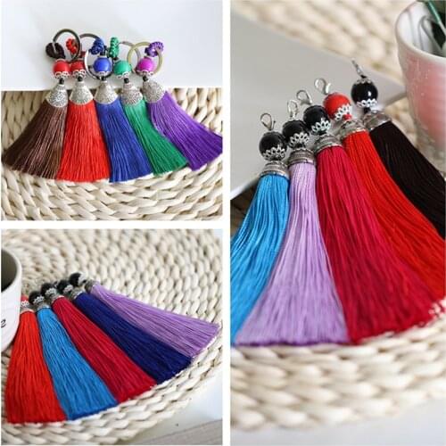 Hot New Fashion DIY Jewelry Accessories Tassel With Key Ring Lobster Clasp Car Bag Pendant Multicolor Handmade Gifts Wholesale