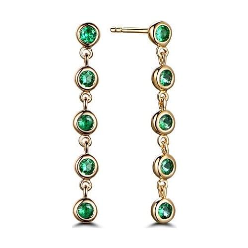 Fashionable and elegant grandmother emerald sapphire 14K pure gold earrings womens exquisite party birthday jewelry gifts