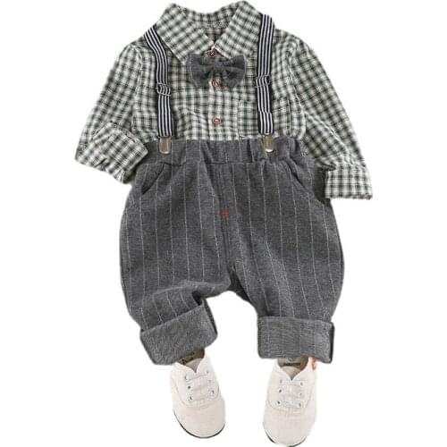 Spring Autumn Fashion Baby Clothes Suit Boys Cotton Casual Shirt Overalls 2Pcs/Set Children Sport Clothing Infant Kids Tracksuit