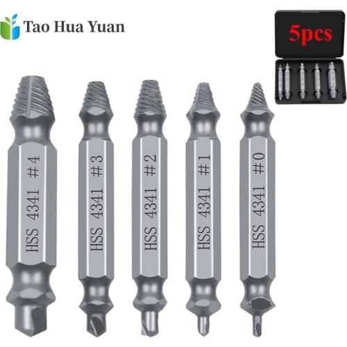 5pcs Material Damaged Screw Extractor Drill Bits Guide Set Broken Speed Out Easy out Bolt Stud Stripped Screw Remover Tool AA