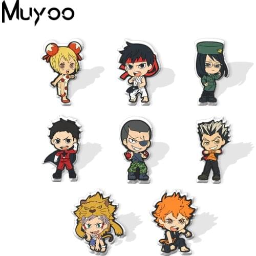 New Arrival Haikyuu! Anime Tobio Kageyama Daichi Sawamura Hinata Shoyo Shimizu Boxing Cosplay Epoxy Badge Acrylic Lapel Pin