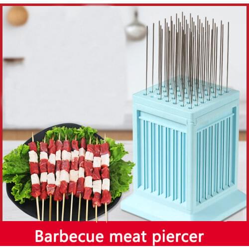 Plastic 49 Holes Meat Skewer Kebab Maker Box Barbecue Skewer Kitchen Accessory Meat Skewers Machine