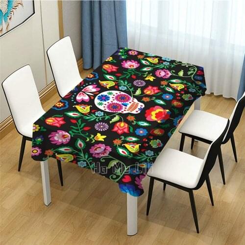 Mexican Skull Art Design Rectangle Tablecloth Picnic Bbq Kitchen Dining Decoration
