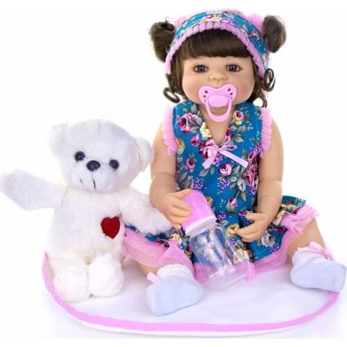 57cm Realistic silicone Doll Reborn 22 Inch Full Vinyl Bonecas princess boneca bebe cute dolls birthday gift bathe brinquedos