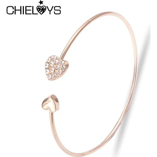 CHIELOYS Luxury Rose Gold Stainless Steel Bracelet Bangle Female Heart Eternal Love Brand Charm Bracelet Woman Couple Gift