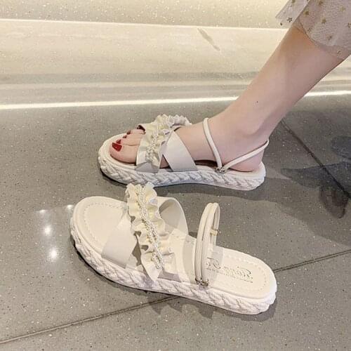 2021 Sweet Flat Sandal Woman Summer Ladies Sandals Open Toes Casual Slides Breathable Soft ladies Beach Slippers Sandalias Mujer