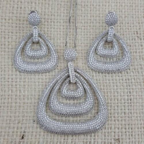 Silver Set 925 Silver Art Deco Bell Ring Earing Necklace Set