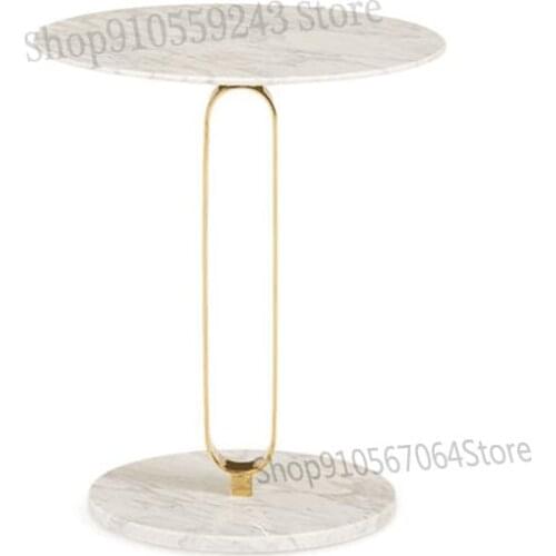 Nordic Light Luxury Marble Side Table Modern Minimalist Living Room Sofa Corner Table Round Table Italian Iron Small Coffee Tabl
