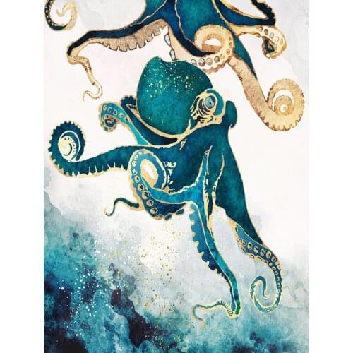 Nordic Ocean Octopus Abstract Pictures Landscape Canvas Painting Modern Room Poster Print Wall Art Picture Bedroom Decoration