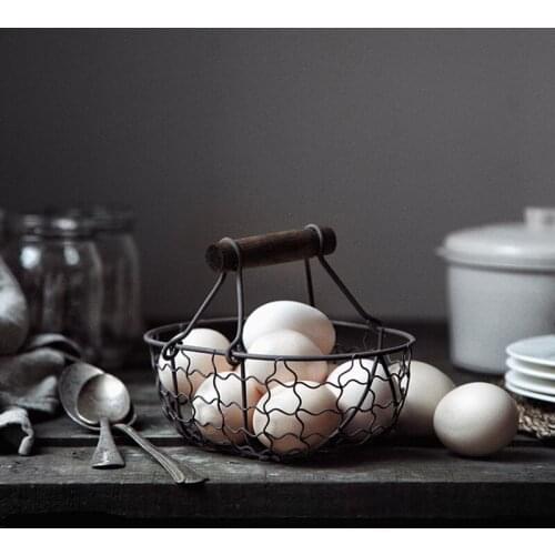 Vintage Old Wrought Iron Storage Basket Kitchen Fruit Bread Basket Storage Basket Desktop Kitchen Storage for Home Decoration