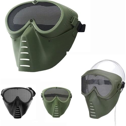 Airsoft Steel Mesh Full Face Mask Paintball Protective Bee Fly Mask Round Hole Metal Mesh Tactical Hunting CS Game Equipment
