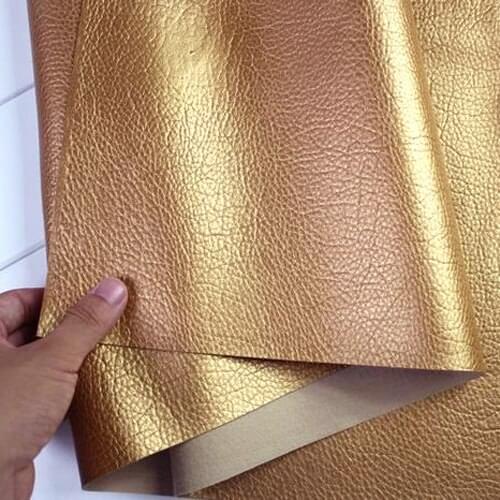 Gold Big Lychee Pattern PU Synthetic Leather Faux Leather Fabric Upholstery Car Interior Sofa Cover 54" Wide Per yard