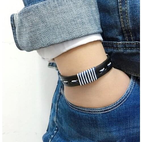 ZotatBele 6pcs/lot Black&White Charm Genuine Leather Bracelet With Braided Rope Fashion Jewelry Unisex for Men&Women -SF142