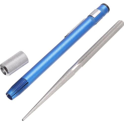 1Pcs 130mm Blue Diamond Pen Sharpener 2-in-1 Diamond Blade Sharpener Pen-file For Outdoor Fishing Saw Hook Tool Kitchen Tool