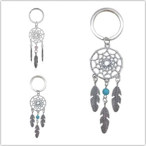 1pc Gift Pink Black Beads Dreamcatcher Feather Wind Chimes Dream Catcher Key Chain Women Vintage Indian Style Key Chains