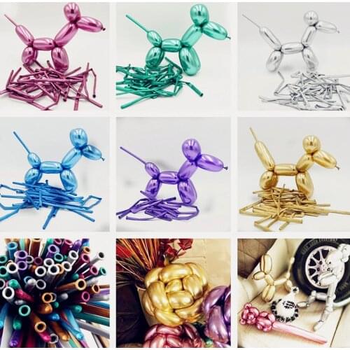 10pcs Shiny Chrome Metallic Balloon 1.8g Long Shape Magic Balloon 260 Strip Performance Balloon Wedding Birthda Party Decoration