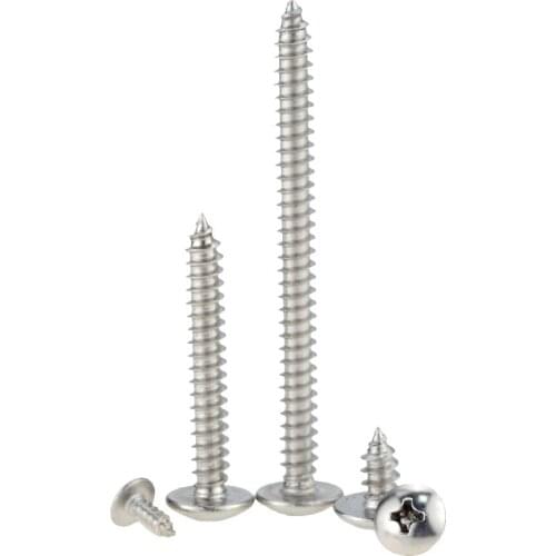 10PCS M6*12-60 20 30 40 50 Stainless Steel Self-tapping Truss Screws Large Flat Round Head Cross Mushroom Phillips Screws M6x12
