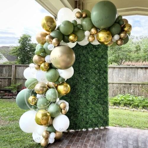 100pcs/lot Avocado Green Balloons Garland Arch 10Inch 4D Gold Latex Globos Wedding Birthday Outdoor Party Decoration Baby Shower
