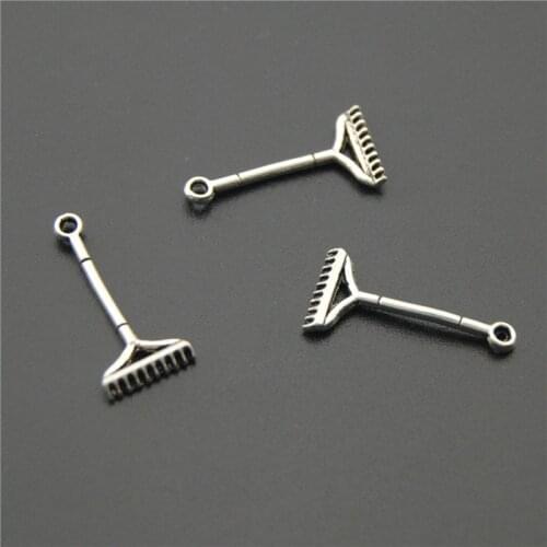 100pcs Silver Color Tool Tickle Rake Charms Pendant DIY Necklace Bracelet Bangle Findings A2206