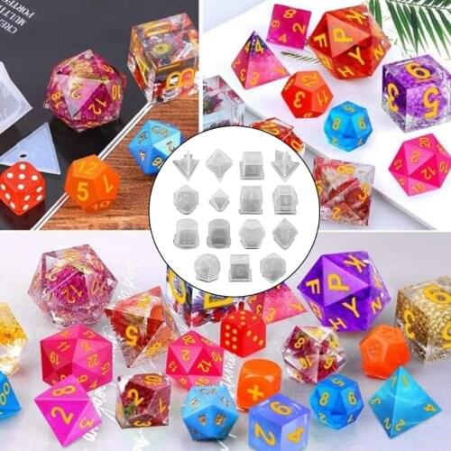 15 Shapes Irregular Dice Epoxy Resin Mold Multi-spec Digital Game Silicone Mould X7YA