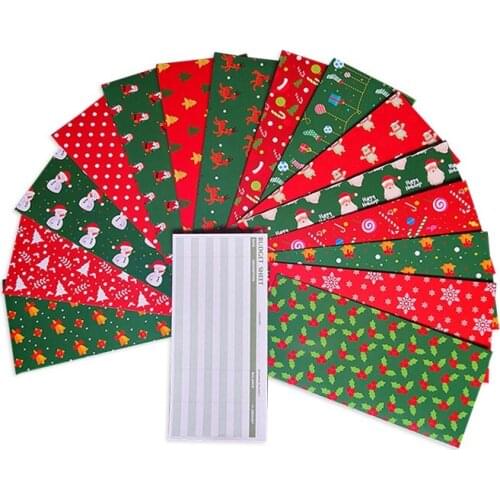 15 Christmas Budget Envelopes + 15 Budget Sheets + 24 White Label Stickers,Wallet Cash Saving System for Money,Receipt