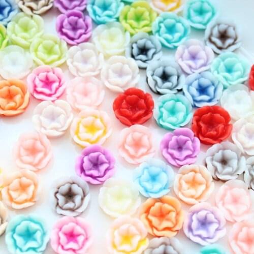 200pcs mix color Resin 2-Tone Rose Cabochons decoden pieces for diy flatback charms 13mm