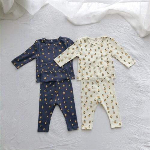 MILANCEL 2020 Baby Clothes Infant Pyjama Set Toddler Boys Clothes Lemon Print High Waist Pants Baby Indoor Clothes