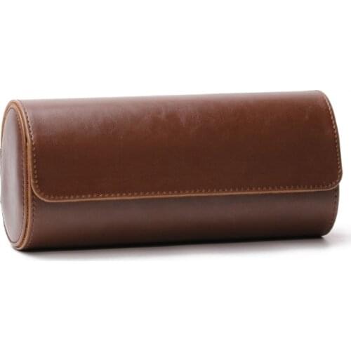 3 Slots Watch Roll Travel Case Portable Leather Watch Storage Box Slid in Out X7JB
