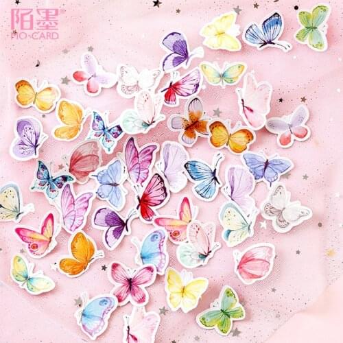 45 Pcs/Lot Cute Colorful Butterfly Paper Sticker Decorative Diary Scrapbook Planner Stickers Kawaii Stationery School Suplies
