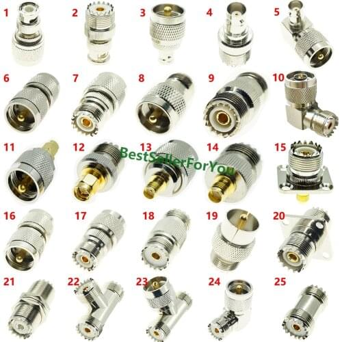 50Pcs UHF SO-239 PL-259 TO BNC Q9 N SMA UHF SO239 PL259 Male Female RF Connector Adapter Test Converter
