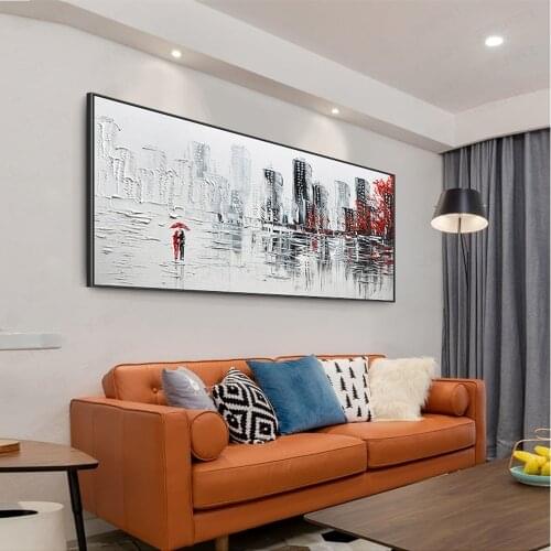Abstract Painting Modern Wall Art Canvas Pictures City Build Large Wall Paintings Handmade Oil Painting For Living Room Wall
