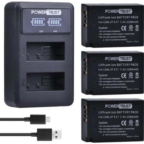 3Pcs LP-E17 LPE17 LP E17 Battery + LED USB Dual Charger for Canon EOS M3 M5 M6 Rebel T6i T6s T7i 750D 760D 8000D 800D Kiss X8i