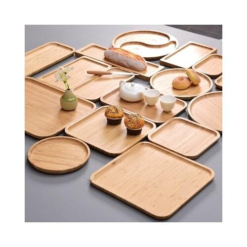 Bamboo tray round tea tray hotel home plate contracted rectangle fruit bread garden decoration home decoration arts and crafts