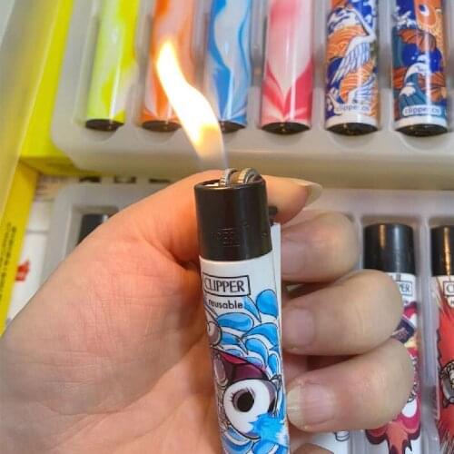 CLIPPER Butane Lighter Nylon Material Exquisite Pattern Inflatable Grinding Wheel Lighter Cigarette Accessories Collection Gift