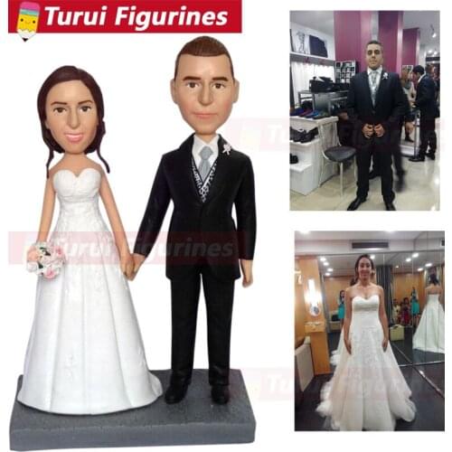 Custom photo gift picture to figurines wedding cake toppper bobblehead figurines dolls home decorations statuette from pictures