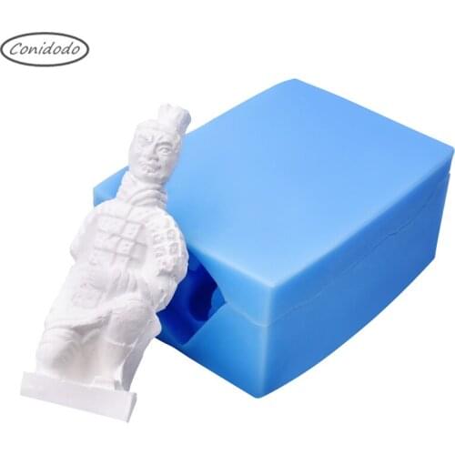 Kneeling Terra-Cotta Warriors Gypsum Silicone Candle Mold DIY Handmade Soldier And Horse Figures Decoration Candle Plaster Tool