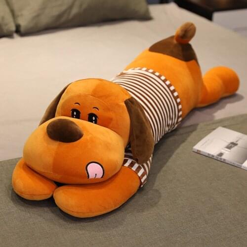 60-110CM Plush Toy Animal Lovely Dog With Dress Creative Long Stripe Doggy Bed Sleeping Pillow Cushion Stuffed Gift Doll For Kid
