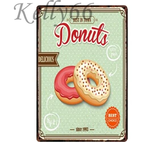 [ Kelly66 ] Metal Sign DONUTS Tin Poster Home Decor Bar Wall Art Painting 20*30 CM Size y-1510
