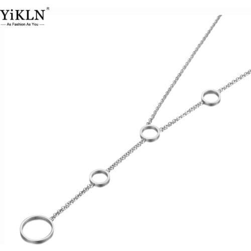 YiKLN Goth Titanium Steel 4Pcs Lovely Circle Charm Pendant Necklace Jewelry Bohemia Birthday Party Necklace For Women YN20093