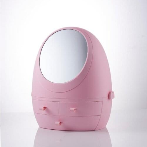 INS Style Cosmetic Organizer With LED Mirror One Desktop Lipstick Skin Care Products Shelf Essential For Girls