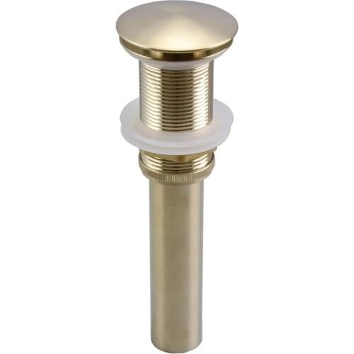 Brass Drain Brushed Gold Pop Up Drain Brass Material Bathroom Basin Push Down Pop-Up Drain With/Without Overflow Hole Design
