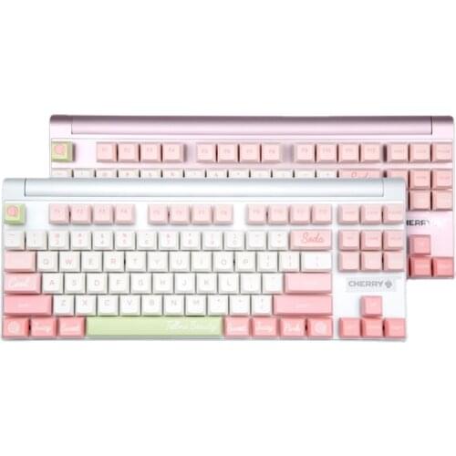 Cherry Mx8.0 Peach Birthday Gift Customized Mechanical Keyboard Black Axis Green Axis Red Axis Pink Mechanical Keyboard
