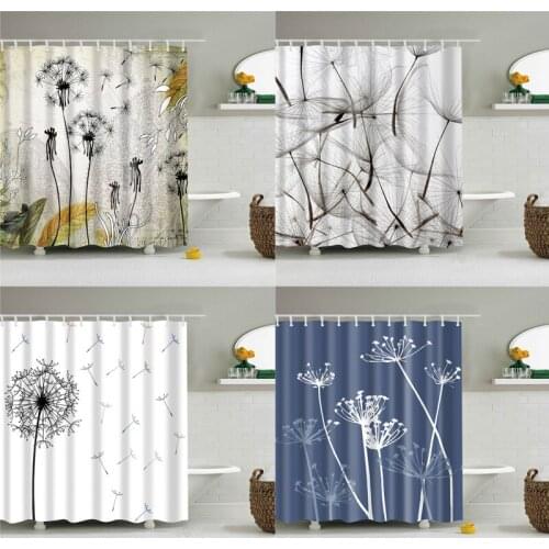 Fashion 3d Dandelion Shower Curtain Simple Bath Curtains Home Decoration Waterproof With 12 Hooks For Bathroom Dropshipping
