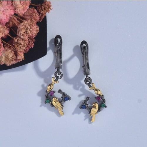 Fashion Black Golden Jewelry Cute Animal Snail Bird Drop Earrings Punk Gothic Style Accessories For Women Wedding Party Gifts